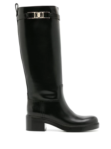 Женские сапоги Ferragamo Gancini 55 мм, черные