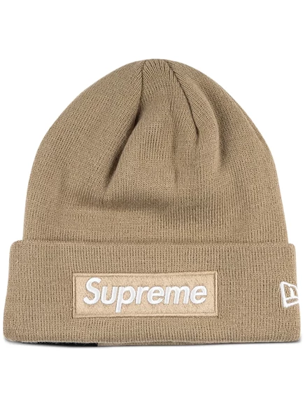 Унисекс шапка Supreme x New Era Box Logo, бежевая