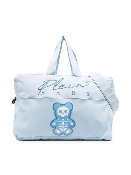 Сумка для детских подгузников с вышитым логотипом Philipp Plein Junior blue