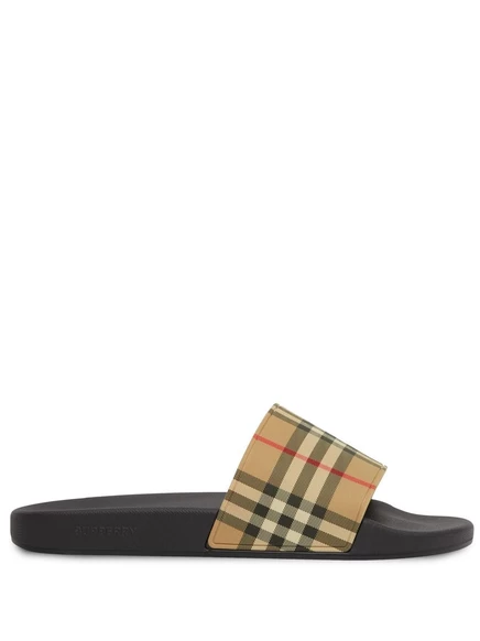 Мужские шлепанцы Burberry с винтажной клеткой, бежевые
