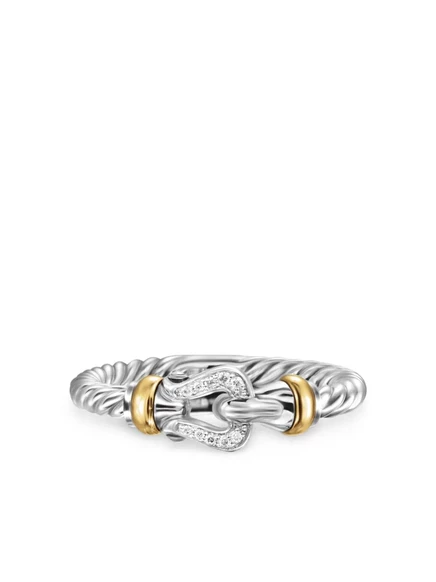 Женское кольцо David Yurman Petite Buckle 2мм серебро/золото