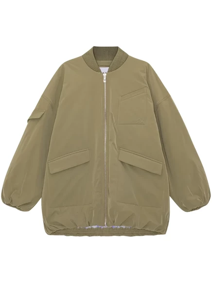 Куртка-бомбер GANNI oversize с несколькими карманами green