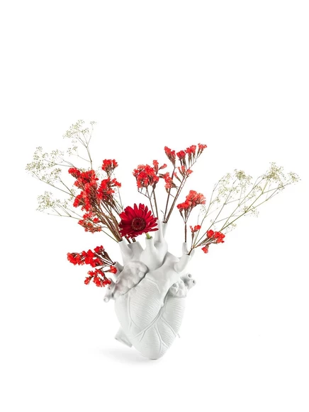 Ваза Seletti Love in Bloom из белого фарфора в форме сердца, белая