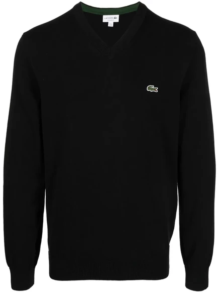 Джемпер в мелкую рубчик с вышитым логотипом Lacoste black