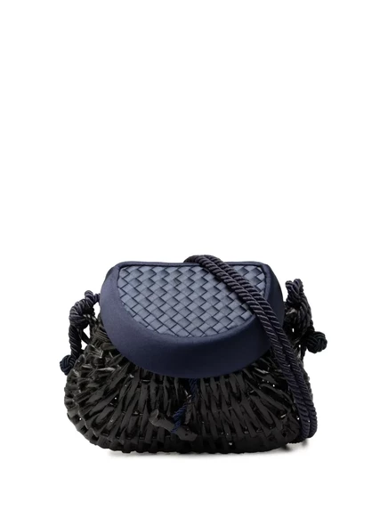 Атласная сумка Intrecciato и плетеная сумка через плечо Bottega Veneta, бывшие в употреблении 2000-2025 black