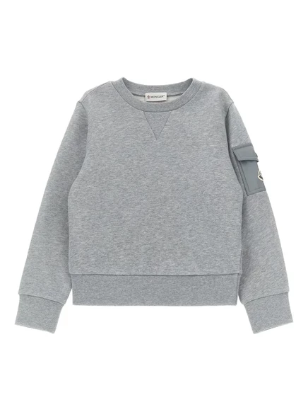 Толстовка Moncler Enfant с круглым вырезом и карманами-карго grey