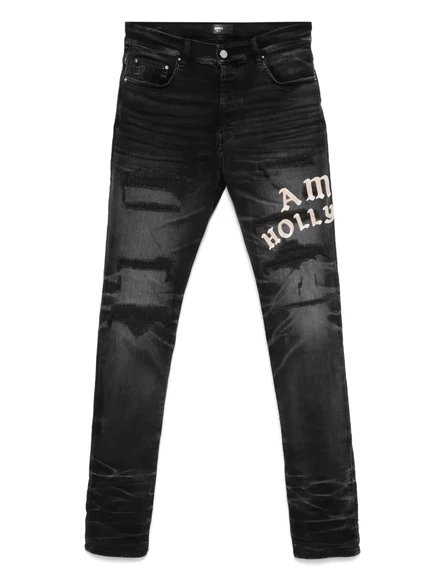 Узкие джинсы AMIRI с эффектом потертости black