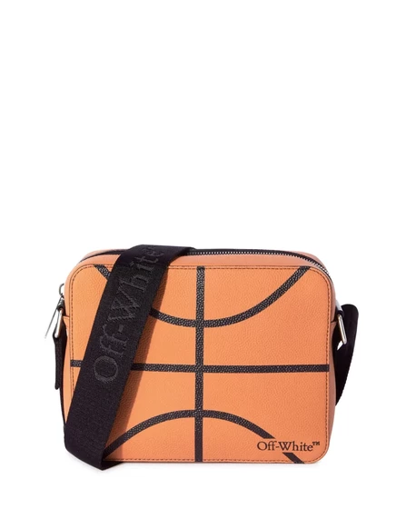 Мужская сумка-мессенджер Off-White Basket из кожи, оранжевая