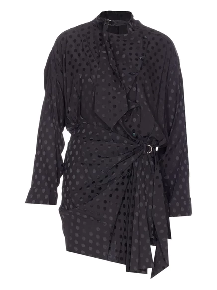 Женское платье Isabel Marant в горох с поясом, черное