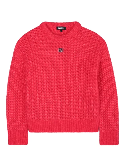 Свитер для девочек DKNY Kids крупной вязки, ярко-розовый