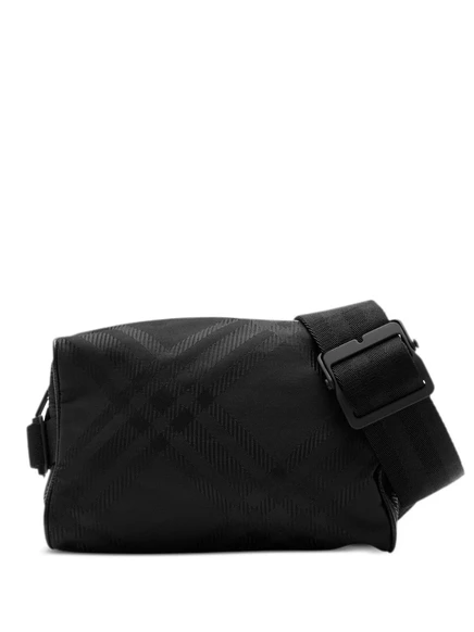 Мужская поясная сумка Burberry жаккардовая в клетку, черная