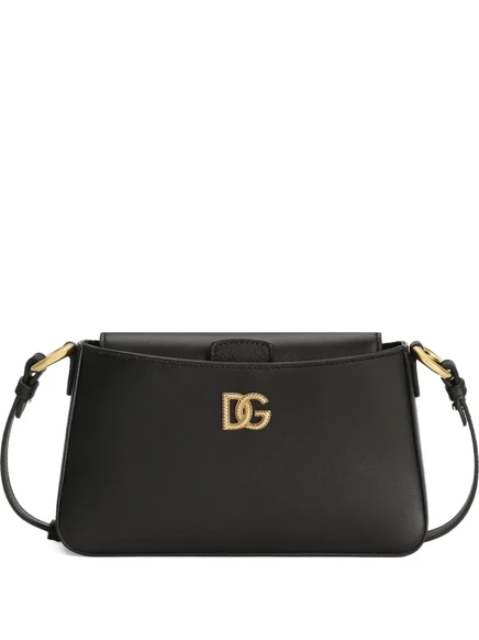 Женская мини-сумка Dolce & Gabbana с логотипной пластиной, черная