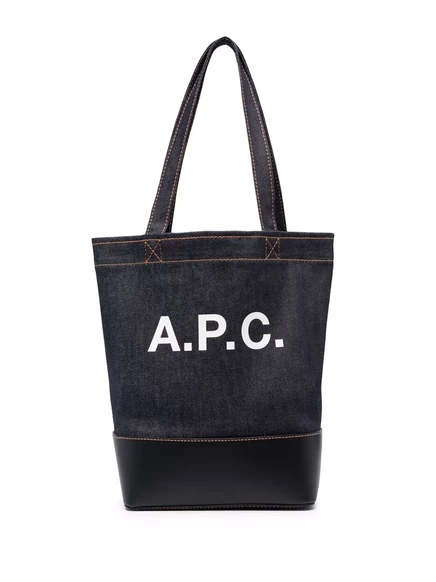 Сумка-тоут A.P.C. denim с логотипом, темно-синяя