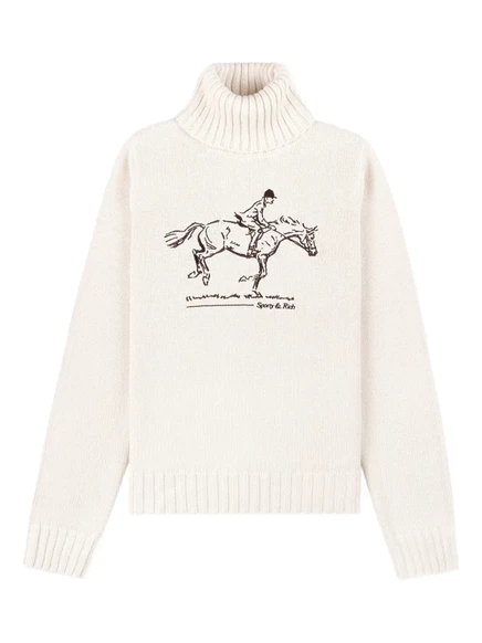 Женская водолазка Sporty & Rich с конной вышивкой, белая