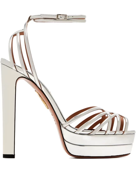 Женские босоножки Aquazzura 130 мм, серебристые