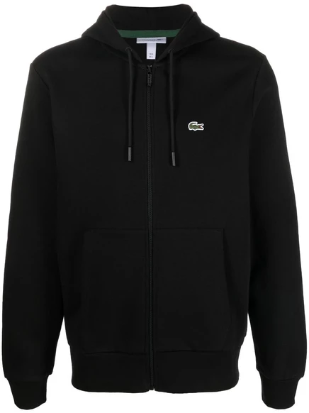 Мужская толстовка Lacoste на молнии с аппликацией, черная
