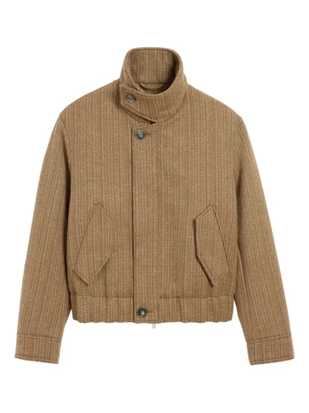 Мужская Harrington-куртка AMI Paris из шерсти, коричневая