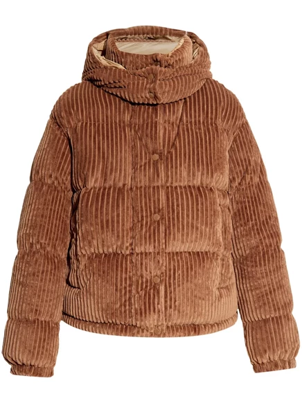 Женская пуховая куртка Moncler Daos вельветовая, коричневая
