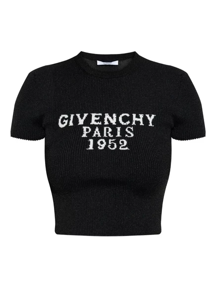 Укороченная футболка в рубчик от Givenchy black