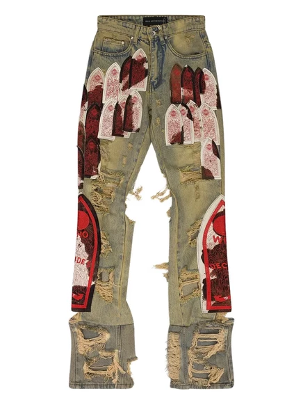 Мужские джинсы Who Decides War bootcut с потертостями, синие