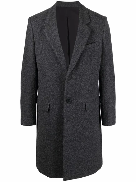 Однобортное шерстяное пальто AMI Paris grey