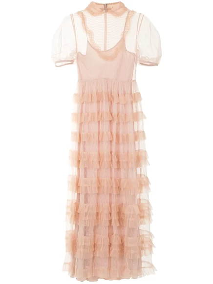 Женское платье Red Valentino point d'esprit с рюшами, персиковое