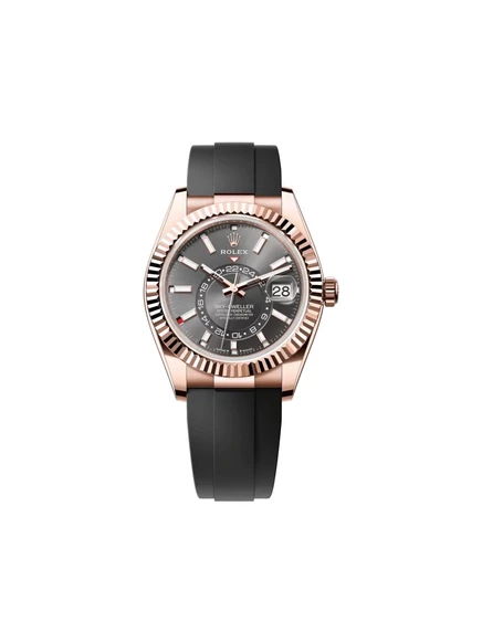 Часы Rolex Sky‑Dweller 42 мм, розовое золото, черный циферблат