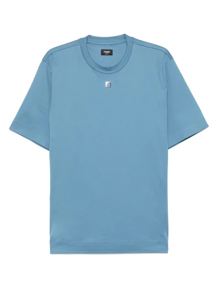 Хлопковая футболка с логотипом FENDI FF в виде мемориальной доски blue