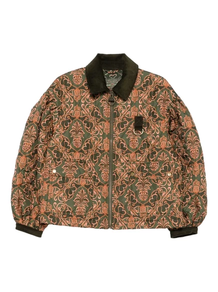 Женская стёганая куртка Barbour x Farm Rio Luisa, зеленая