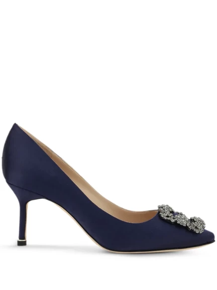 Женские лодочки Manolo Blahnik Hangisi 70 мм, синие