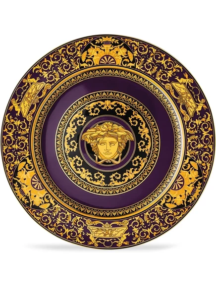 Тарелка сервировочная Versace Medusa 30 см, фиолетово‑желтая