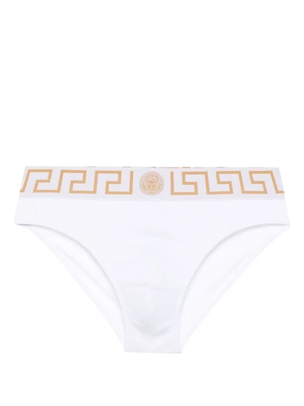 Плавательные трусы с каймой от Versace Greca white