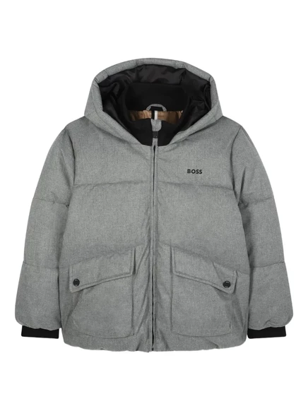 Детская стеганая куртка boss kidswear, светло-серая