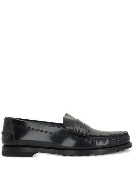 Женские лоферы Tod's кожаные с перемычкой, черные