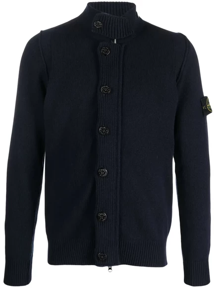 Мужской вязаный кардиган Stone Island с мотивом компаса, синий