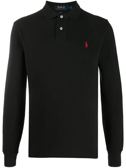 Мужское поло Polo Ralph Lauren с вышитым логотипом, черное