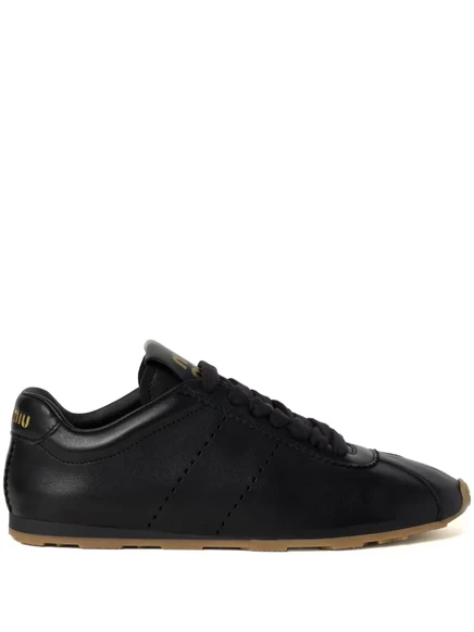 Кожаные кроссовки Miu Miu Plume black