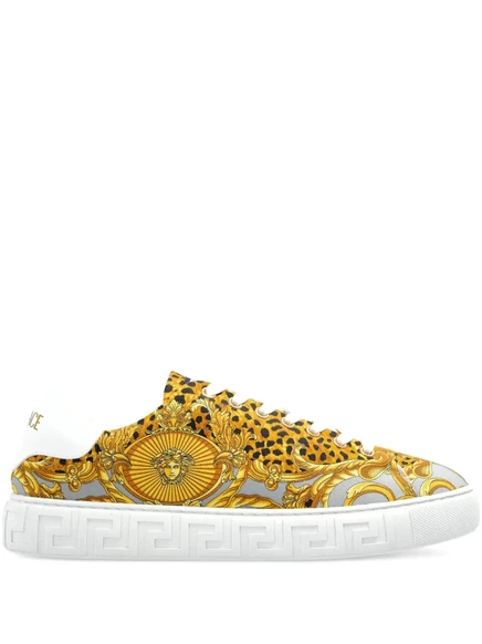 Женские кроссовки Versace с барочным принтом, золотистые