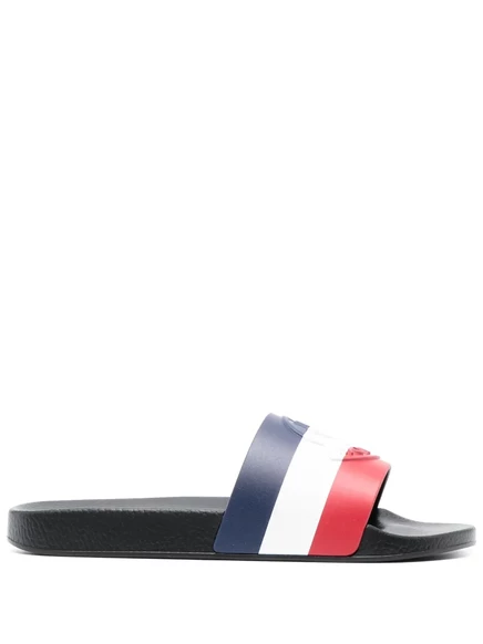 Мужские шлепанцы Moncler Basile в полоску, черные