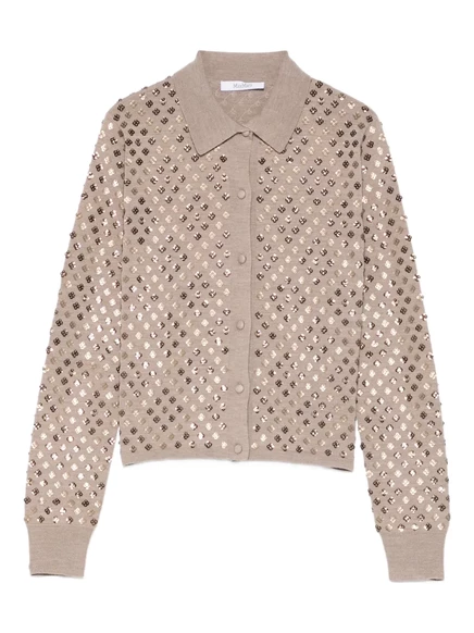 Женский кардиган Max Mara с декором и воротником, коричневый