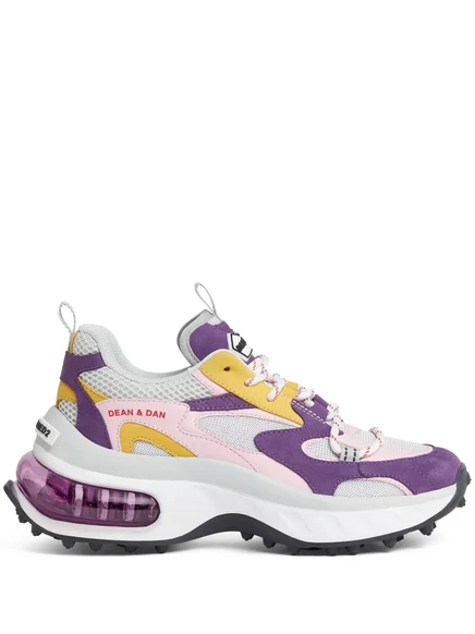 Кроссовки на шнуровке с панелями DSQUARED2 purple