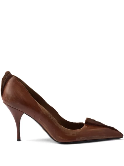 Туфли-лодочки из старинной кожи Prada 85 мм brown
