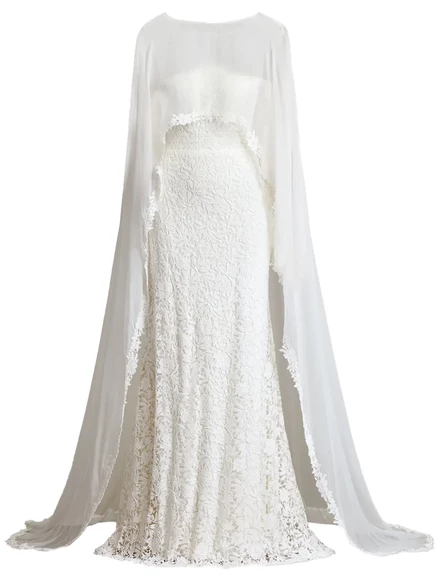 Многослойное кружевное платье Tadashi Shoji Sassel white