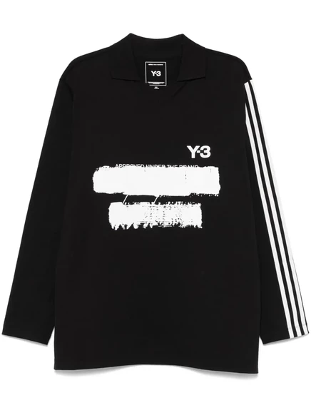 Унисекс поло Y-3 с длинными рукавами и логотипом, черное