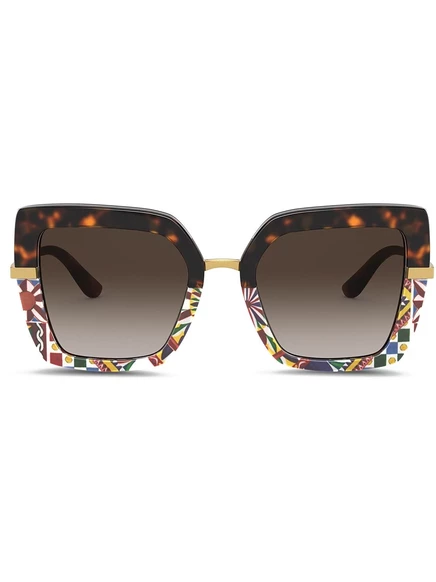 Солнцезащитные очки в квадратной оправе с принтом Dolce & Gabbana Eyewear brown