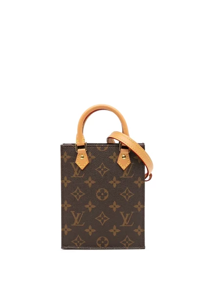 Сумка Louis Vuitton, бывшая в употреблении в 2021-2025 годах, с монограммой Petit Sac Plat brown