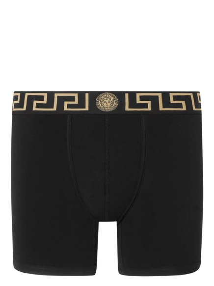 Мужские боксеры Versace Greca Border, удлиненные, черные