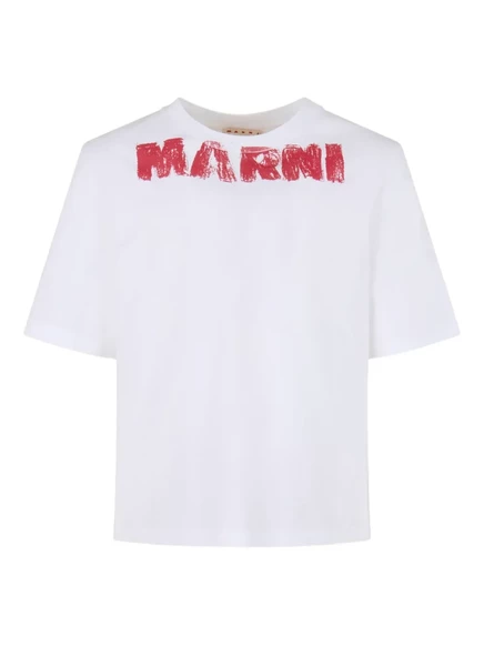 Футболка с вышитым логотипом Marni low01 white