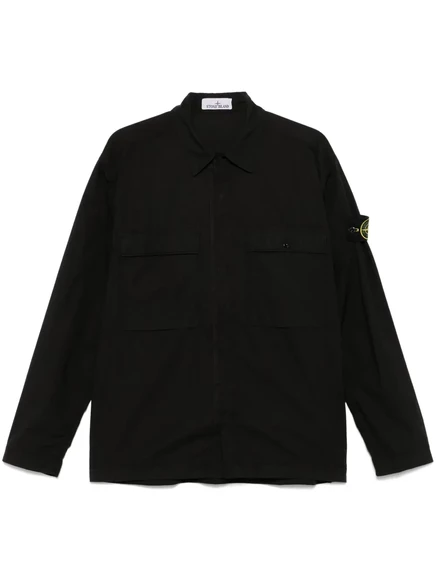 Куртка-рубашка со значком Stone Island Compass-badge black