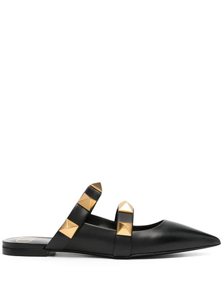 Плоские мулы на римских шпильках от Valentino Garavani  black